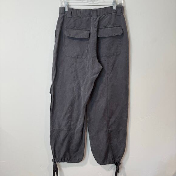 Abercrombie & Fitch Women’s High Rise Baggy Cargo Pant Grey Wide Leg Tie 4S 27 - Picture 2 of 8